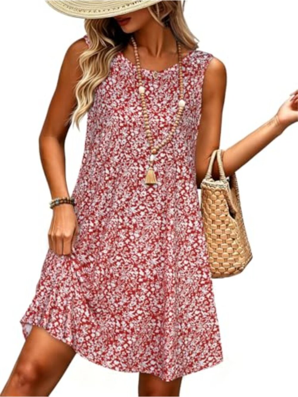 Women Sleeveless Flowy Tank Sundress with Pockets 2026